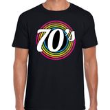 70s / seventies verkleed t-shirt zwart voor heren - discoverkleed / party shirt - Cadeau voor een disco liefhebber XL
