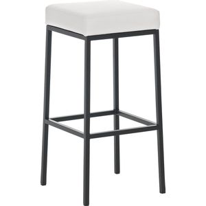 Barkruk Divine - Zithoogte 85cm - Zonder rugleuning - Set van 1 - Ergonomisch - Barstoelen voor keuken of kantine - Vierkant - Wit/zwart