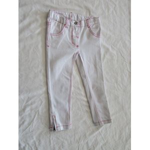 dirkje , zomer lange broek , meisje , wit met fuchia , 5 jaar 110