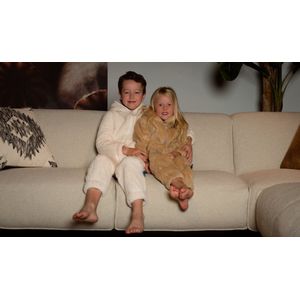 Kids Knuffle Fleece Onesie® | Warme onesie huispak jumpsuit voor jongens & meisjes | Superzacht & comfortabel | Premium kwaliteit | Duurzaam & CO₂-neutraal geproduceerd in Portugal | Champagne maat 134-140