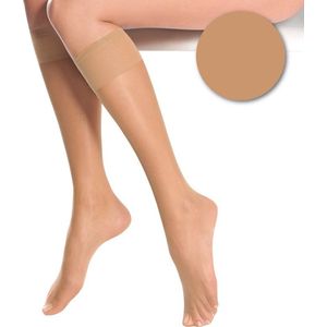 4 paar Gabriella drukvrije kniekousen Super, Lycra 15DEN, one size, beige