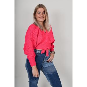 Esther vest | Vest dames | Wikkelvest | V-hals | Vleermuismouwen | Structuur | Musthave | Comfortabel | Kleur Roze | Maat One size