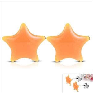 Aramat jewels ® - Ster oorbellen creme licht oranje staal 9mm