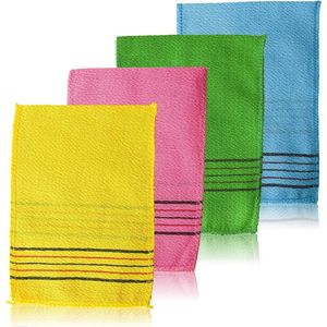 Thelau - 4 stuks Exfoliërende Mitt Dubbelzijdig Doek voor Zachte Huidverzorging - Koreaans Ontwerp - Verwijdert Eelt, Reinigt Porieën en Voorkomt Breakouts - Set van 4 Kleuren - Ideaal voor Zachte Exfoliatie van de Droge Huid