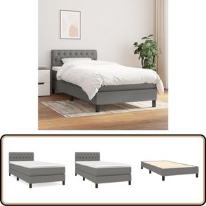 vidaXL Boxspring - Donkergrijs - 90x200 cm - Inclusief Matras Boxspringbed - Slaapcomfort - Pocketveermatras - Tweepersoonsbed - Grijs Bed