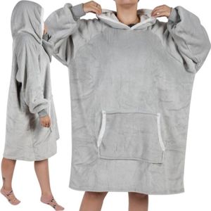 Ruhhy XXL Deken Sweatshirt - Oversized Grijze Hoodie van Flanel voor Ultiem Comfort