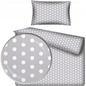 Kinderbeddengoed Katoen 90x120 Grijs met Stippen