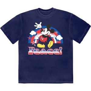 Disney Mickey Mouse - Peace Heren T-shirt - M - Blauw
