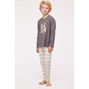 Woody pyjama jongens/heren - donkergrijs - haas - 232-10-PLS-S/154 - maat 152