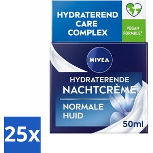 NIVEA - Nachtcrème - Essentials Hydraterend - Voor normale tot gemengde huid - Met Lotusextract, Waterlelie-extract, Vitamine E & Provitamine B5 - 50 ml - Bulkverpakking - 25 stuks