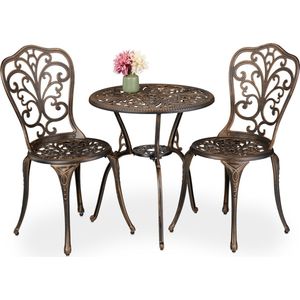 bistroset 2 persoons - bistrotafel en 2 stoelen - met parasolgat - metaal