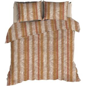 Romanette Kevin - Flanel - Dekbedovertrek - Tweepersoons - 200x200/220 cm - Terra/Bruin