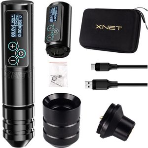 Happyment Tattoo Machine PRO - Tattoo Set - Beginner Set - Gevorderden Set - Draadloos - Extra Accu - 10.000 RPM - 2400 mAh - Zilveren kit