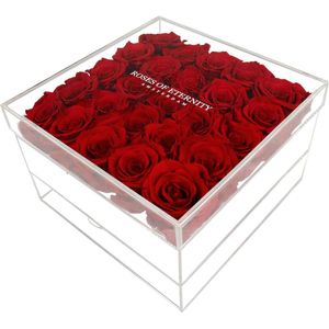 Roses of Eternity - 3 Jaar houdbare rode rozen & sieradendoos - flowerbox - Valentijn - Moederdag - Romantisch Liefdes Moederdag cadeautje - Cadeau voor vrouw, vriendin, haar - huwelijk - Valentijn - Kerst - rood