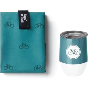 Roll'Eat Icons Bike - Boc'n'Roll + Bioloco Kantoor thermosbeker - Eindeloos herbruikbaar - 3 uur warm - Compact opvouwbaar