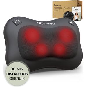 BrellaVio Draadloos Massagekussen + Massagebal - Massage Apparaat met Infrarood Warmte - Verstelbare Stoelbevestiging - Elektrisch Nekmassage Apparaat voor Nek - Schouder - Rug - Voeten - Shiatsu Massage Apparaten
