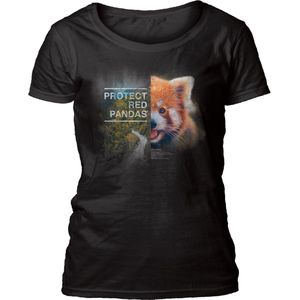 Ladies T-shirt Protect Red Panda Black XXL
