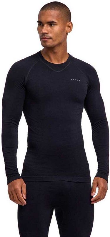 FALKE Heren Top van onderlaag Maximum Warm Round Neck M L/s Sh functioneel materiaal sneldrogend 1 stuk, Zwart Black 3000 Trend, S
