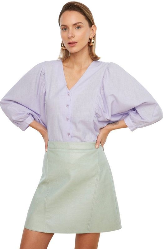 Trendyol - Geweven Overhemd - Wit - Normale Pasvorm - Vleermuismouwen