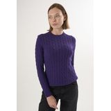Felix Hardy - Kabelgebreide Trui - Donkerpaars - 100% Katoen - Dames
