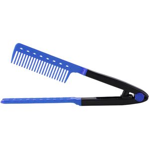 Reiskam - Compacte kam voor op reis en thuis - V-vormige tanden gaan klitten tegen - Blauw