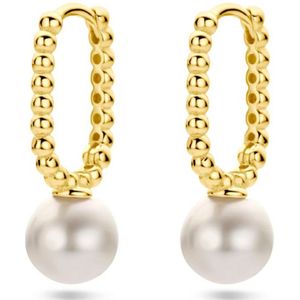 Zilver Verguld - Klapoorringen - Geel - Synthetisch Parel - 20x1.7mm