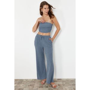 Trendyol Bruin Roze Strapless Geplooide Flexibele Gebreide Blouse Twoss24Bz00216