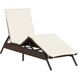 vidaXL - Ligbed - met - kussen - poly - rattan - bruin