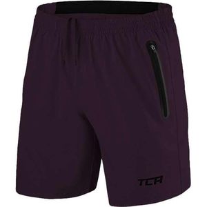 TCA Elite trainingsbroek heren - Korte sportbroek heren - Joggingbroek kort voor gym of fitness - Hardloopbroek heren -Sport shorts met ritszakken - Paars, S