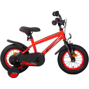 AMIGO Arrow Jongensfiets 12 Inch - Kinderfiets voor 2 tot 4 Jaar - 90-105 cm - Met Zijwieltjes - Rood/Zwart