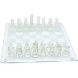 Glazen Schaakbord - Schaakset - 25 x 25 cm - Schaakspel - Met Schaakstukken - Schaakbord Glas