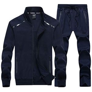 Effen Joggingpak voor Heren met Hoodie en Ritssluiting - Comfortabel Sportpak