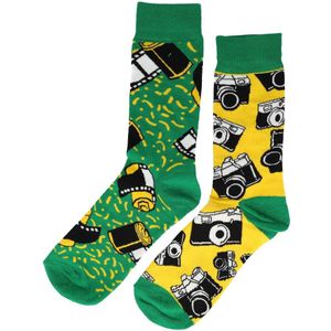 Sokken Katoen – Fotografie Print – Groen Geel Zwart – Maat 38-45