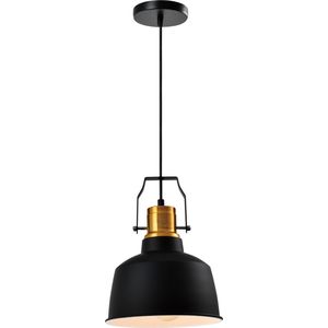 QUVIO Hanglamp industrieel - Lampen - Plafondlamp - Verlichting - Verlichting plafondlampen - Keukenverlichting - Lamp - E27 Fitting - Met 1 lichtpunt - Voor binnen - Metaal - Aluminium - D 22 cm - Zwart en brons