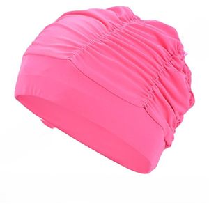 2 stuks badmutsen, damesbadmutsen, nylon badmutsen, elastische, comfortabele badmutsen, geplooide elastische, comfortabele badmutsen, badmutsen, houden je kapsel ongewijzigd. - Rozerood