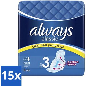 Always Classic - Maandverband - Maat 3 - Night - Clean Feel Protection - 8 Pads - Bulkverpakking - 15 stuks