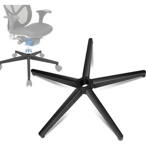 Bureaustoel kruisvoet, 5-sterren voetkruis met steun, zwart vijfhoekig metalen frame, draaistoel kruis, geschikt voor 11 mm x 22 mm wielen, 50 mm gasveer