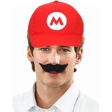 Feestpet Mario / loodgieter rood met zwarte plaksnor voor kinderen - verkleedkleding / carnaval outfit