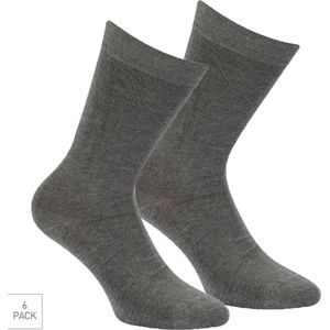 Bamboe Sokken 6-Pack - Medium-Grijs - Maat 35-38 - Dunne Bamboe Sokken Voor Frisse Droge Voeten - Dames / Heren