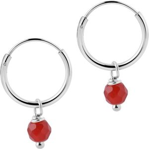 Kleine Zilver Hoops Met Rode Steen