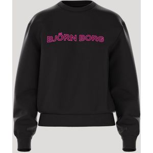 Björn Borg Essential 3 Trui Lange Mouw Dames Sweater - Maat M - Zwart/Roze - Vrouwen Trui