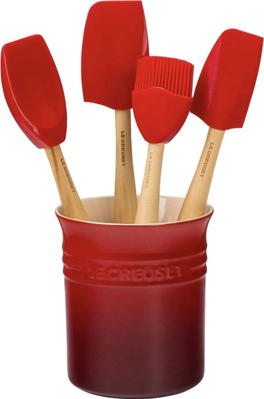 Le Creuset Lepelpot Kersenrood Met 4 Siliconen Premium Spatels