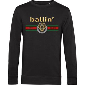 Heren Sweaters met Ballin Est. 2013 Tiger Lines Sweater Print - Zwart - Maat XS