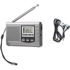 Draagbare Digitale FM/MW/SW-radio met Wekker en Koptelefoon aansluiting voor Buitenwandelingen