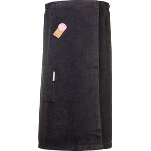 ARTG® Towelzz - Sauna Kilt - Dames - met Klittenband - Zwart - Black - EXTRA LANG model - 110 cm - ( Borstomvang tot 150 cm )