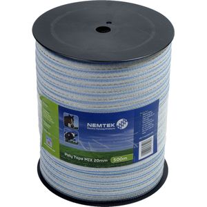 Schrikdraad lint 20mm Poly Tape Mix 6 wit 500m - Hoge Geleidbaarheid - Versterkte Structuur - Lange Levensduur