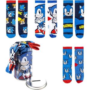 Sonic the Hedgehog - Sokken in Spaarpot - 4 Paar Sokken - Jongens en Meisjes