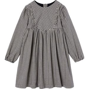 Vertbaudet - Meisjesjurk - Vichyruiten - Ruches - Lange Mouwen