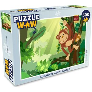 Puzzel Aap - Jungle - Jongens - Meisjes - Bloemen - Kids - Legpuzzel - Puzzel 500 stukjes