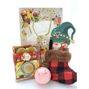 Kerstcadeaupakket voor Vrouwen – Bruisballen, Voetcrème Melk & Honing en Theelichtje in Geschenkdoos